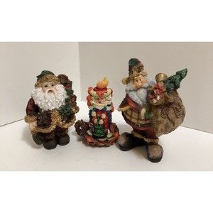 Vintage-3-Figurines-Santa Claus-Christmas-Home Decor  🎄🎅🏻 🎄